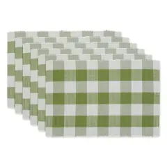 DII&reg; Buffalo Check Ribbed Placemat, 6ct. Antique Green/White