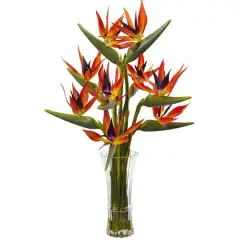 2.5ft. Bird of Paradise Flowers in Glass Cylinder Vase