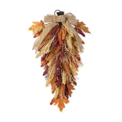 Glitzhome&reg; 28" Fall Sorghum Swag Includes a Black Metal Wreath Hanger