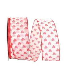 Reliant 2.5" x 50yd. Wired Sheer Hearts Value Ribbon