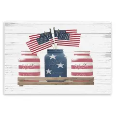 Stupell Industries Rustic Patriotic Jars American Pride Flag Design Wall Plaque Art