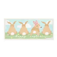 Stupell Industries Happy Easter Sentiment Bunny Tails Funny Corgi Dog Wall Plaque Art