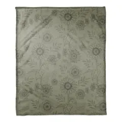 Sunflower Icons Coral Fleece Blanket Green