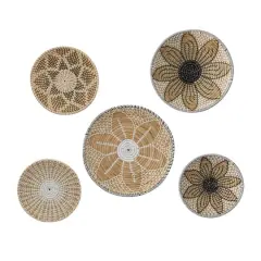 Brown Seagrass Bohemian Wall Decor, Set of 5 13", 19", 16", 14"