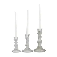 Clear Glass Candle Holder Set