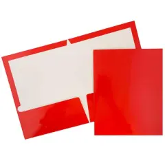 JAM Paper Glossy Laminated Two Pocket Folders, 25ct. Red