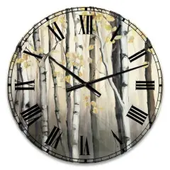 Designart 'Golden Birch Forest Iv Traditional Wall Clock