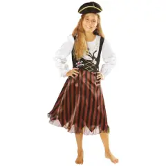 Medium Red & Black Pirate Girl's Costume