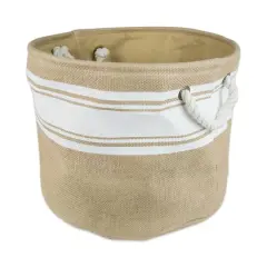 DII&reg; 12" Round Border Burlap Bin White