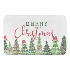 Merry Christmas Gnome Trees Bath Mat