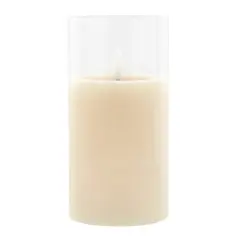 3" x 6" LED Glass Wax Flickering Candle by Ashland&reg; Ivory