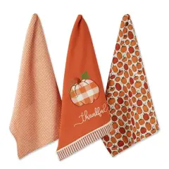 DII&reg; Thankful Check Pumpkin Dishtowel Set