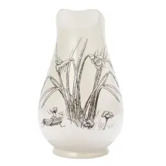 Hello Honey&reg; 2qt. White & Charcoal Flower Design Stoneware Pitcher