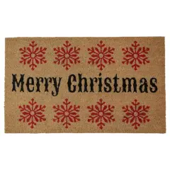 30" Merry Christmas Snowflake Natural Coir Doormat