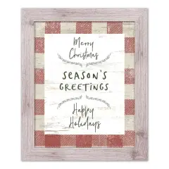 Red Buffalo Check Holiday Phrases Print in Western White Frame