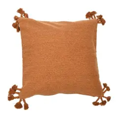 Hello Honey&reg; 20'' x 20" Square Canvas Pillow Cover with Tassels Orange