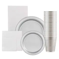 JAM Paper Party Tableware Assortment Pack Silver
