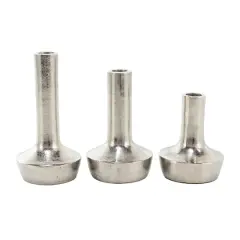Silver Aluminum Candle Holder with Rounded Base Set