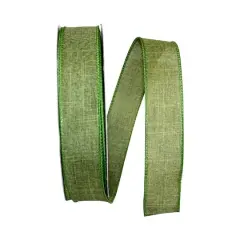 JAM Paper 1.5" x 50yd. Linen Wired Ribbon Moss