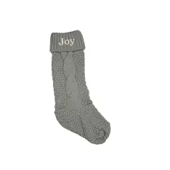18" Joy Cable Knit Stocking Gray