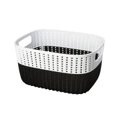Simplify 9.4" Small 2-Tone Decorative Storage Basket Black/White