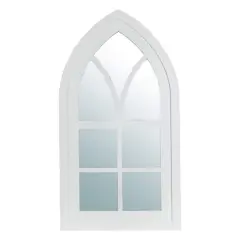 Glitzhome&reg; 40" White Wooden Cathedral Windowpane Wall Mirror