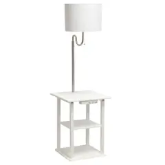 Simple Designs 57" 2 Tier Floor Lamp with USB & Outlet White