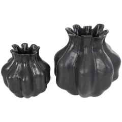 Black Abstract Tulip Shaped Vase Set