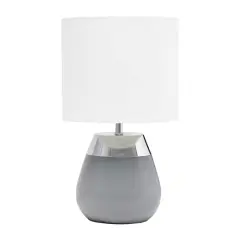 Simple Designs 14" Metal Touch Table Lamp Gray And Chrome Base