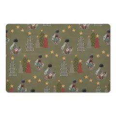 Green Tree & Globe Pattern Floor Mat
