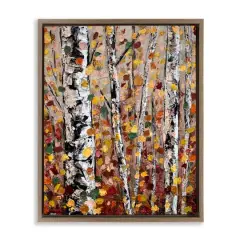 Stupell Industries Autumn Birch Trees Abstract Leaves Floater Framed Art Brown