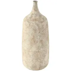 20" Beige Distressed Metal Vase