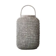 Hello Honey&reg; 20'' Medium Whitewashed Woven Water Hyacinth Lantern