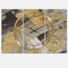 Designart 'Marble Gold And Black Modern Multipanel Wall Clock