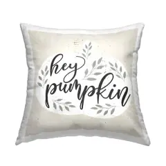 Stupell Industries Hey Pumpkin Charming Botanical Silhouette Foliage Throw Pillow