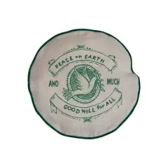 Hello Honey&reg; 16" Peace on Earth Round Cotton Embroidered Pillow Cover & Insert