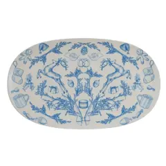 Hello Honey&reg; 15.25" Blue & Cream Classic Holiday Oval Stoneware Platter