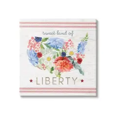 Stupell Industries Sweet Land Of Liberty Floral USA Canvas Wall Art