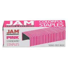 JAM Paper Standard Size Staples, 5,000ct. Pink