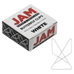 JAM Paper 1.5" Butterfly Clip Paper Clips, 15ct. White