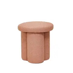 Hello Honey&reg; Round Pink Boucl&eacute; Fabric Upholstered Stool