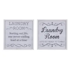 Set of 2 White Wood Farmhouse Sign Wall Decor, 15" x 15"