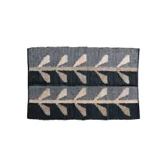 Hello Honey&reg; 4ft. x 6ft. Black & Natural Woven Jute, Leather & Cotton Chindi Rug