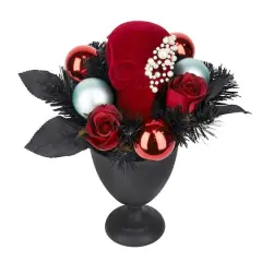 14.5" Rose & Flocked Skull Urn by Ashland&reg;