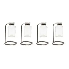 7.5" Bottle Vase in Iron Stand, 4ct.