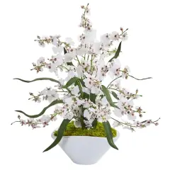 21" White Dancing Lady Arrangement in White Vase