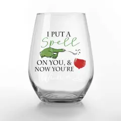 Spell on You and Now You're Wine 15oz. Printed Stemless Wine Glass