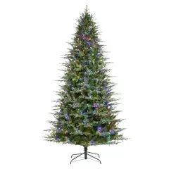 Glitzhome&reg; 9ft Pre-Lit Full Fir Artificial Christmas Tree, Multicolor LED Lights