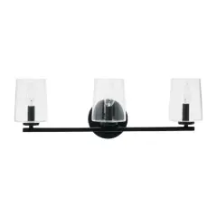 Hello Honey&reg; Robert Stevenson Lighting Berkley Metal & Glass 3-Light Vanity Light Matte Black
