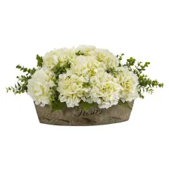 17" Hydrangea and Eucalyptus Artificial Arrangement